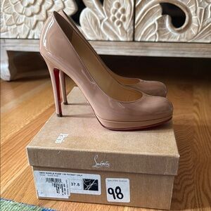 Christian Louboutin Nude Simple Pump 120 Patent Calf 37.5 discontinued